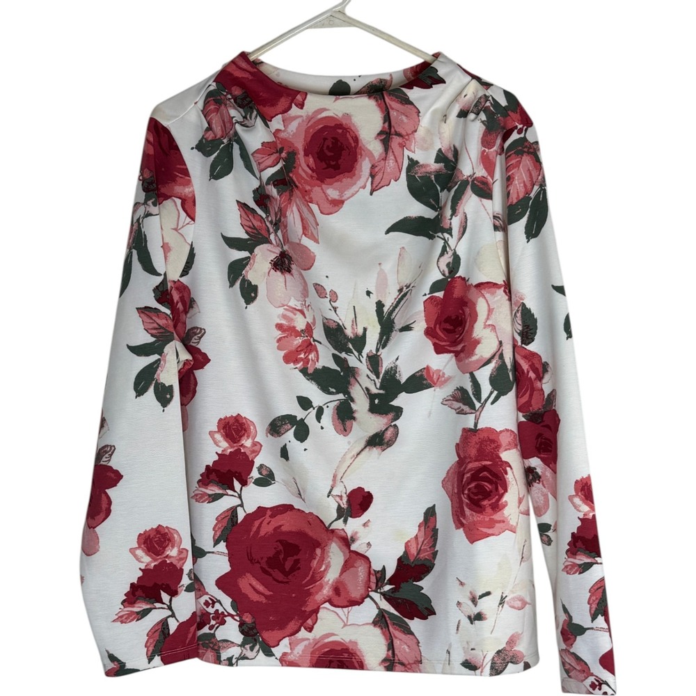 Beautiful Lawrence Zarian Scuba Funnel Neck Pullover Women XL Floral A706482